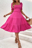 Square Neck Puff Sleeve Cutout Dress - Trendsi - Flyclothing LLC