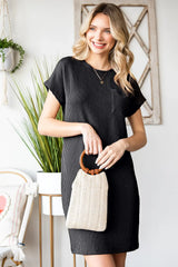 Ribbed Round Neck Short Sleeve Dress - Trendsi - Flyclothing LLC