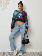 Tie-Dye Lace-Up Hoodie - Trendsi - Flyclothing LLC