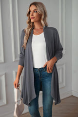 Open Front Long Sleeve Cardigan - Trendsi
