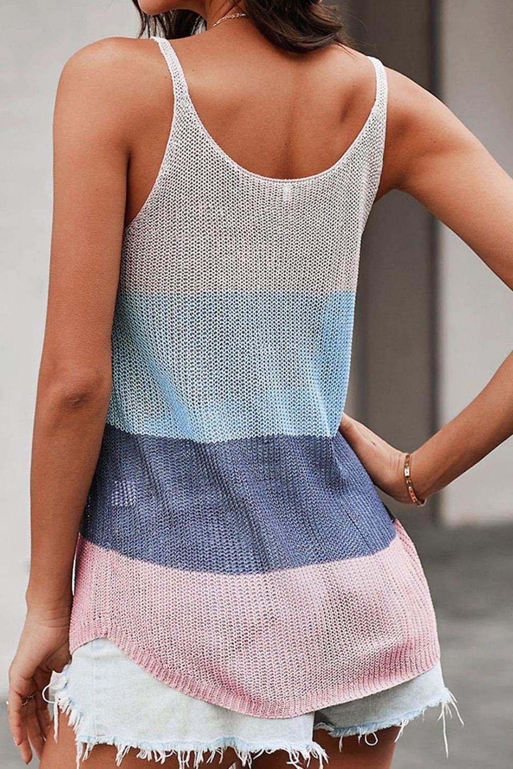 Color Block Scoop Neck Knit Tank - Trendsi - Flyclothing LLC