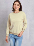 Round Neck Dropped Shoulder Sweatshirt - Trendsi - Flyclothing LLC