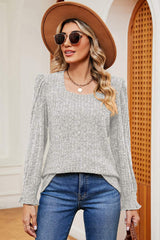 Square Neck Flounce Sleeve T-Shirt - Trendsi - Flyclothing LLC