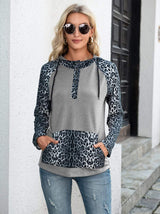 Leopard Raglan Sleeve Hoodie - Trendsi - Flyclothing LLC