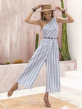 Printed Single Shoulder Sleeveless Jumpsuit - Trendsi - Flyclothing LLC