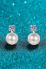 Moissanite Pearl Stud Earrings - Flyclothing LLC