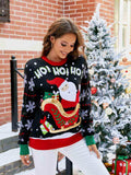 Santa Graphic Round Neck Long Sleeve Sweater - Trendsi - Flyclothing LLC