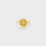 Sunflower Zircon 925 Sterling Silver Ring - Trendsi