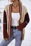 Contrast Button Up Dropped Shoulder Cardigan - Trendsi
