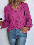 Notched Neck Flounce Sleeve Blouse - Trendsi - Flyclothing LLC