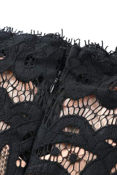Off-Shoulder Long Sleeve Lace Dress - Trendsi - Flyclothing LLC