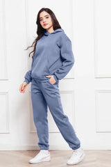 Drop Shoulder Long Sleeve Hoodie and Pants Set - Trendsi - Flyclothing LLC