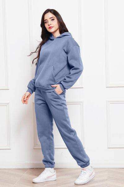 Drop Shoulder Long Sleeve Hoodie and Pants Set - Trendsi - Flyclothing LLC