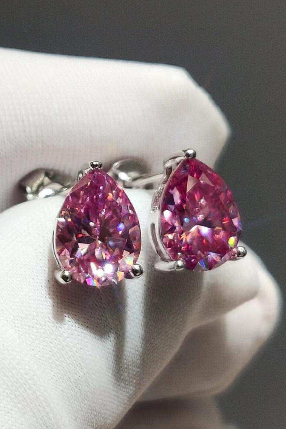 2 Carat Teardrop Moissanite Platinum-Plated Stud Earrings - Trendsi - Flyclothing LLC