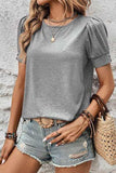 Round Neck Puff Sleeve T-Shirt - Trendsi - Flyclothing LLC