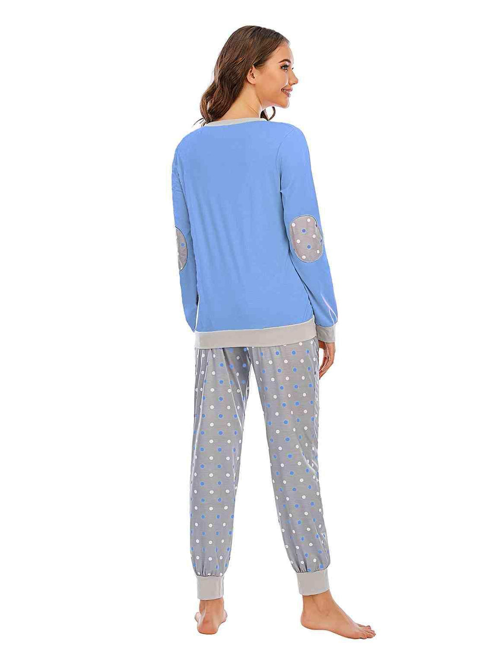 Long Sleeve Top and Polka Dot Pants Set - Trendsi - Flyclothing LLC