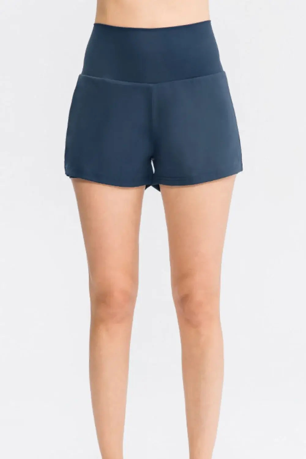 Wide Waistband Sports Shorts with Pockets - Trendsi - Flyclothing LLC