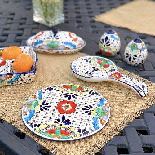 Handmade Pottery Spoon Rest, Dots & Flowers - Encantada - Encantada - Flyclothing LLC