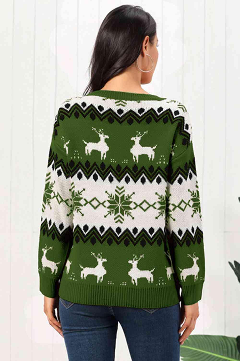 Reindeer Round Neck Sweater - Trendsi