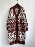 Geometric Button Front Longline Cardigan - Trendsi - Flyclothing LLC
