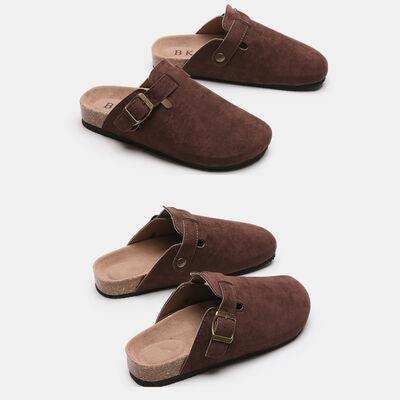 Suede Closed Toe Buckle Slide - Trendsi - Flyclothing LLC