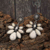 Artificial Turquoise Flower Earrings - Trendsi - Flyclothing LLC
