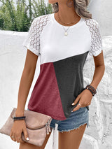Color Block Raglan Sleeve Round Neck Tee - Trendsi - Flyclothing LLC