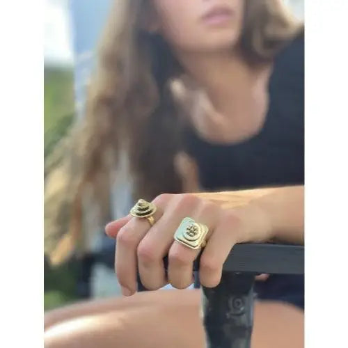 Floral Abstract Adjustable Brass Ring - Asha Handicrafts - Flyclothing LLC