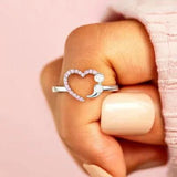 Heart Shape 925 Sterling Silver Ring - Trendsi