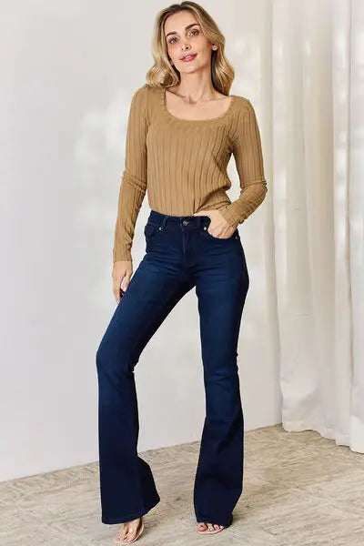 Basic Bae Full Size Ribbed Long Sleeve T-Shirt - Trendsi - Flyclothing LLC