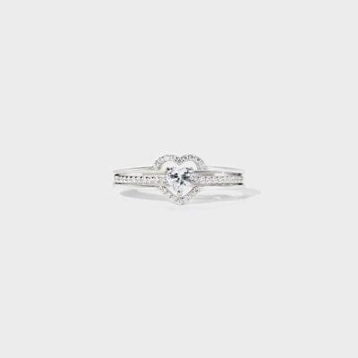 Heart Shape 925 Sterling Silver Ring - Trendsi