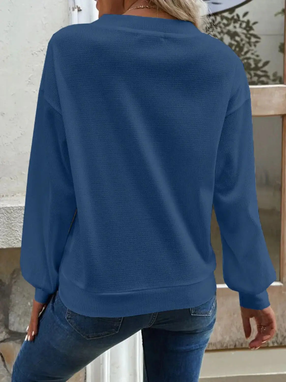 V-Neck Dropped Shoulder Blouse - Trendsi - Flyclothing LLC