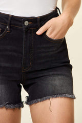 Judy Blue Full Size Tummy Control Fray Hem Shorts - Trendsi - Flyclothing LLC