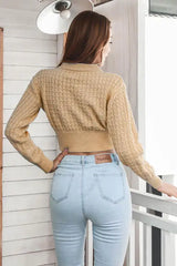 Round Neck Long Sleeve Cropped Sweater - Trendsi - Flyclothing LLC