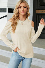 Round Neck Cold Shoulder T-Shirt - Trendsi - Flyclothing LLC