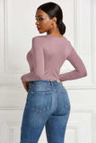 Half Zip Scoop Neck Long Sleeve Bodysuit - Trendsi - Flyclothing LLC