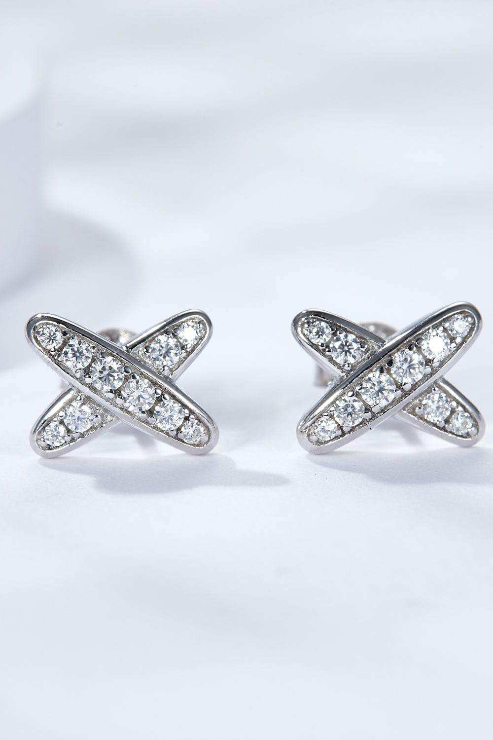 925 Sterling Silver X-Shape Moissanite Earrings - Trendsi - Flyclothing LLC