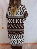 Geometric Button Front Longline Cardigan - Trendsi - Flyclothing LLC