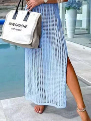 Openwork Slit Cutout Wide Strap Dress - Trendsi