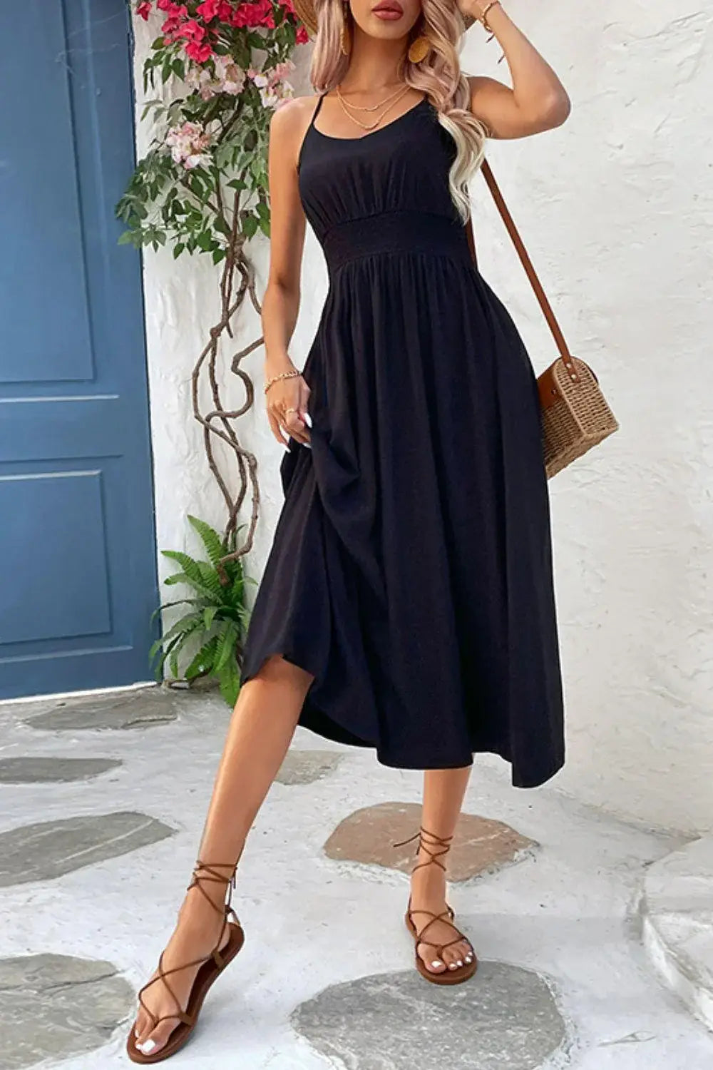Spaghetti Strap Scoop Neck Midi Dress - Trendsi - Flyclothing LLC