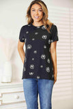 Double Take Dandelion Print Round Neck T-Shirt - Trendsi - Flyclothing LLC