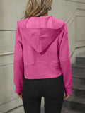 Zip-Up Raglan Sleeve Hoodie with Pocket - Flyclothing LLC