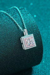 1 Carat Moissanite Square Pendant Chain Necklace - Trendsi - Flyclothing LLC