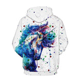 Full Size Unicorn Print Drawstring Hoodie with Pockets - Trendsi
