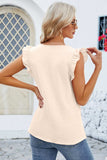 Ruffled V-Neck Cap Sleeve Blouse - Trendsi - Flyclothing LLC