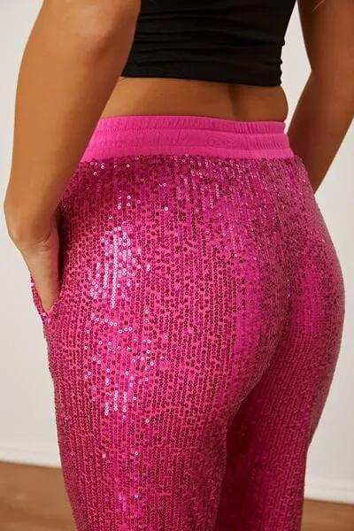 Sequin Drawstring Pants with Pockets - Trendsi - Flyclothing LLC