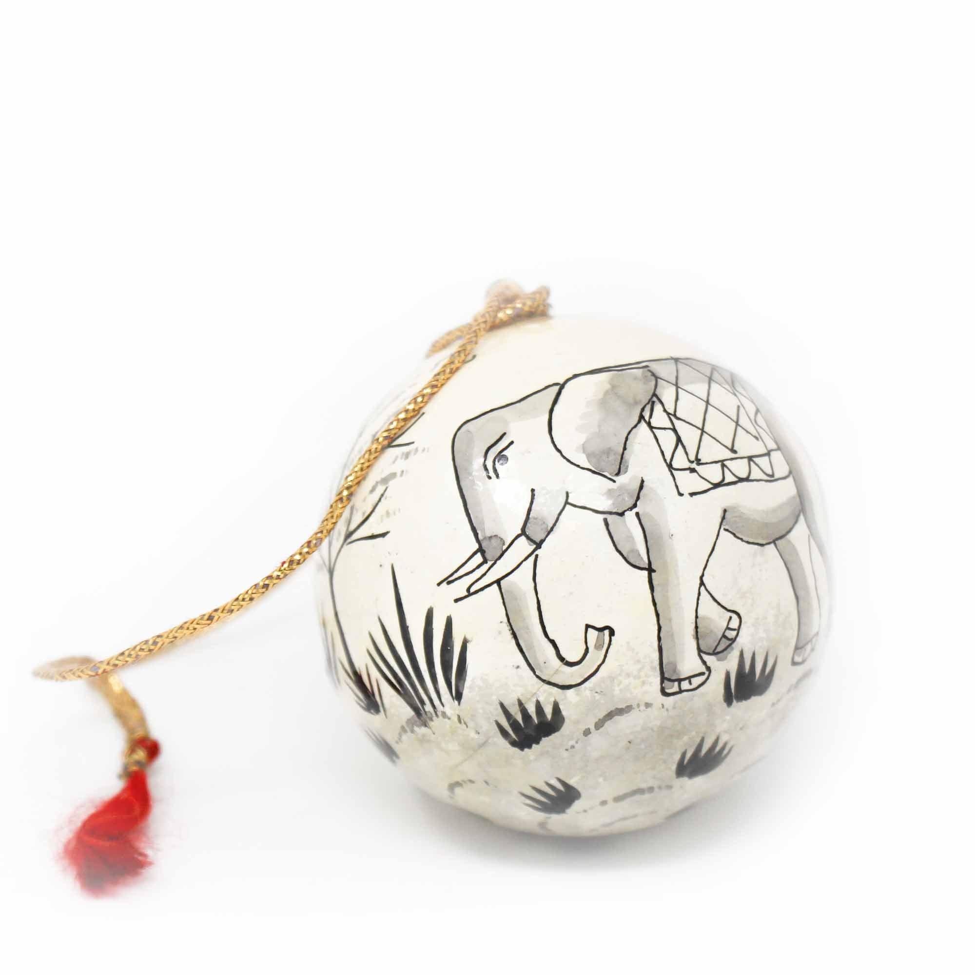 Handpainted Elephant & Bird Ornaments, Set of 2 - Flyclothing LLC