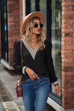 V-Neck Lace Detail Long Sleeve Top - Trendsi - Flyclothing LLC