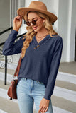 V-Neck Long Sleeve T-Shirt - Trendsi - Flyclothing LLC