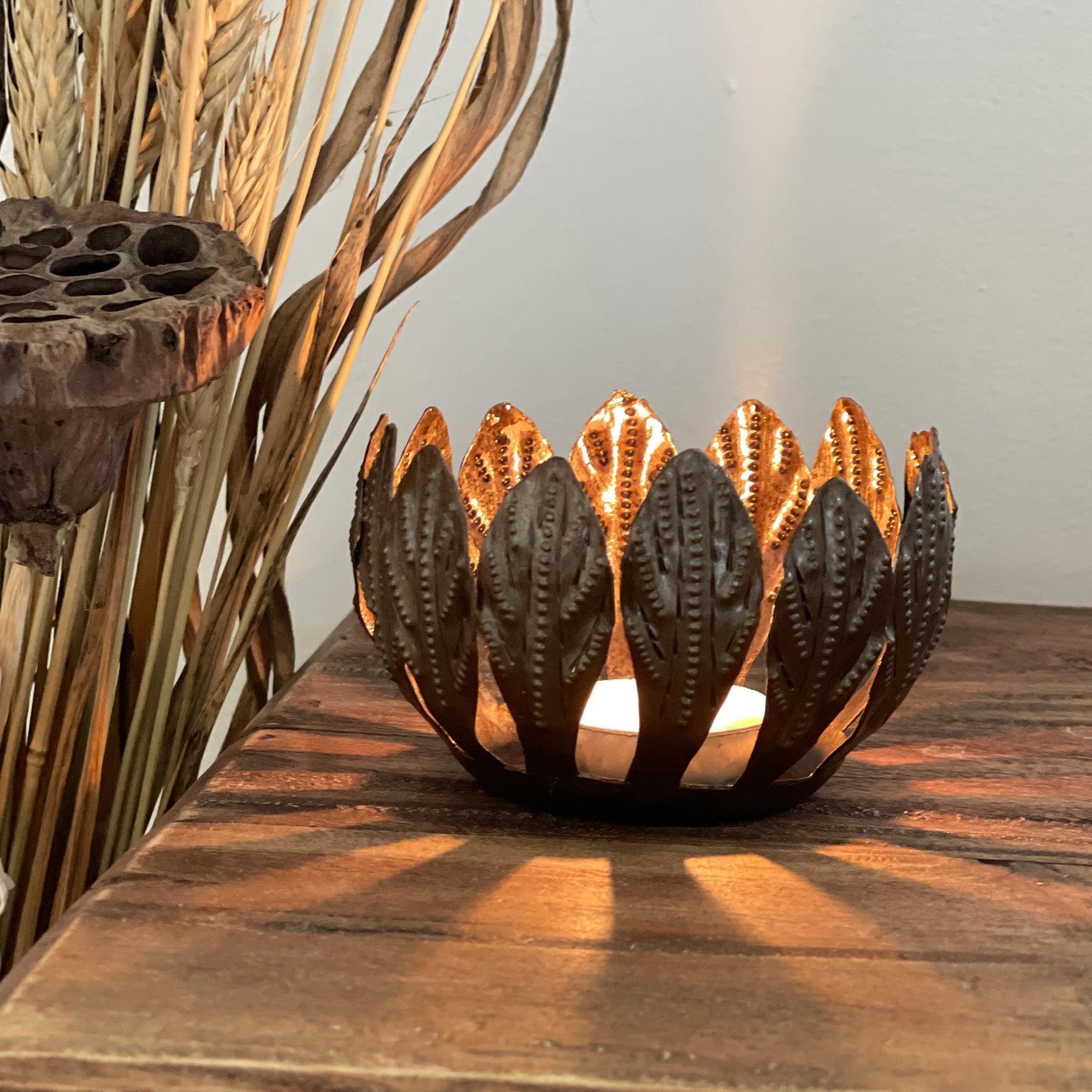 Decorative Drum Art Bowl or Votive, Mango Leaf - Haitian Artisans